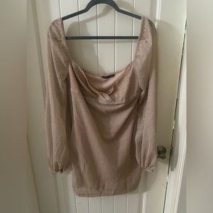 Long sleeve mini blush dress